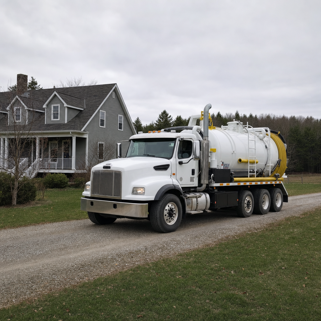 Septic vacuum truck arriving at a Saint Louis home for same-day emergency service